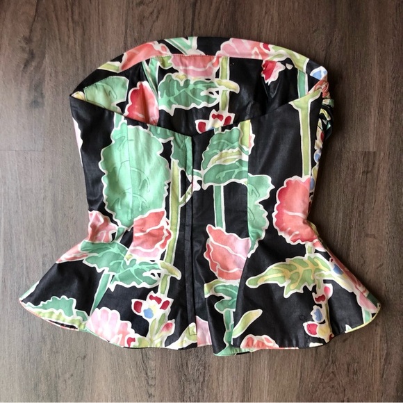 VTG Barboglio Peplum Tiered Mini Dress Size 8 Black Floral Glamoratti 80s Luxury - Picture 5 of 13